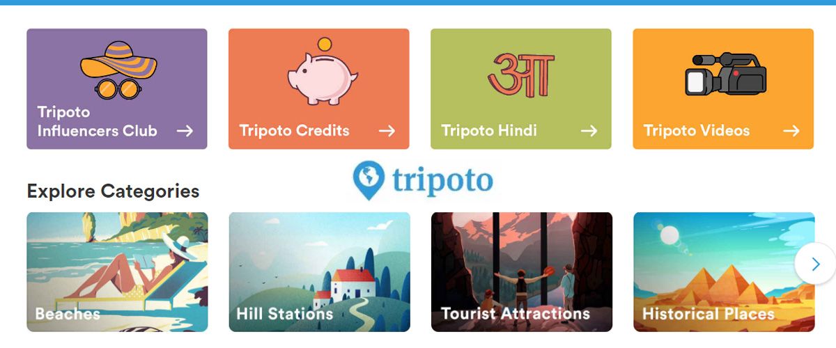 Tripoto homepage
