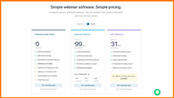 LiveStorm pricing