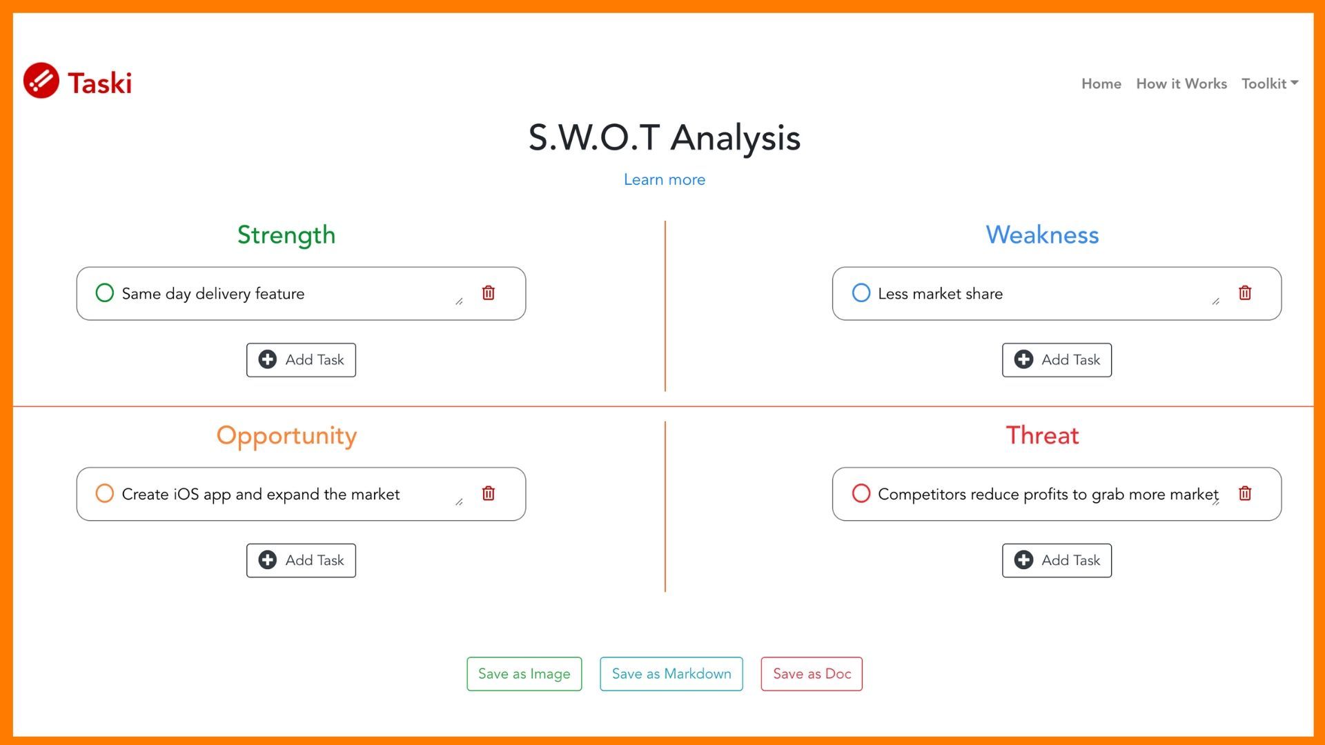 Taski SWOT Analysis