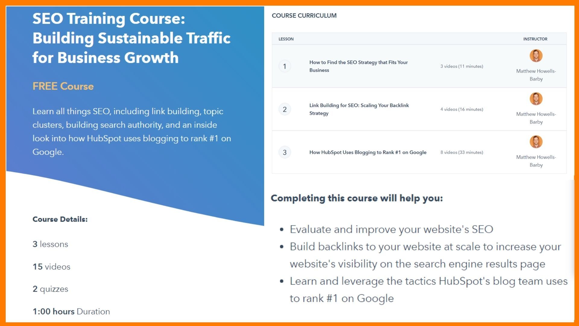 Hubspot Free SEO Crash Course