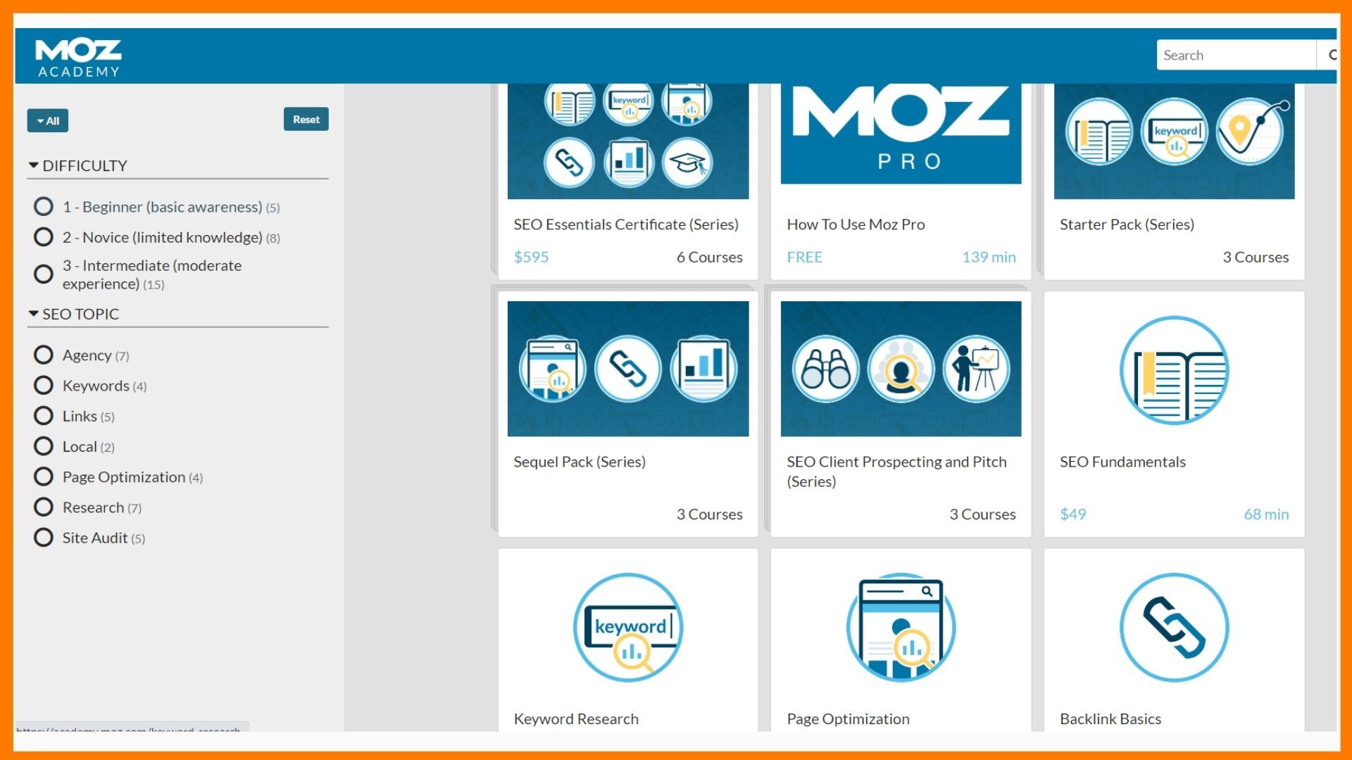 Moz Academy SEO Training Course