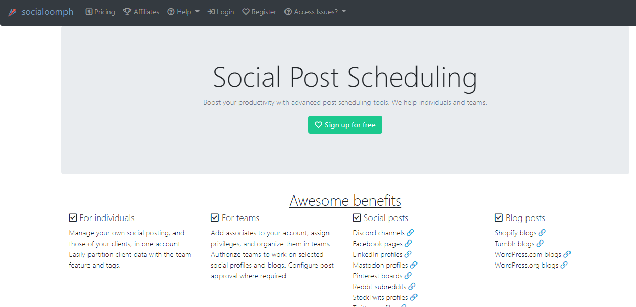 SocialOomph Social Post Scheduling Tool