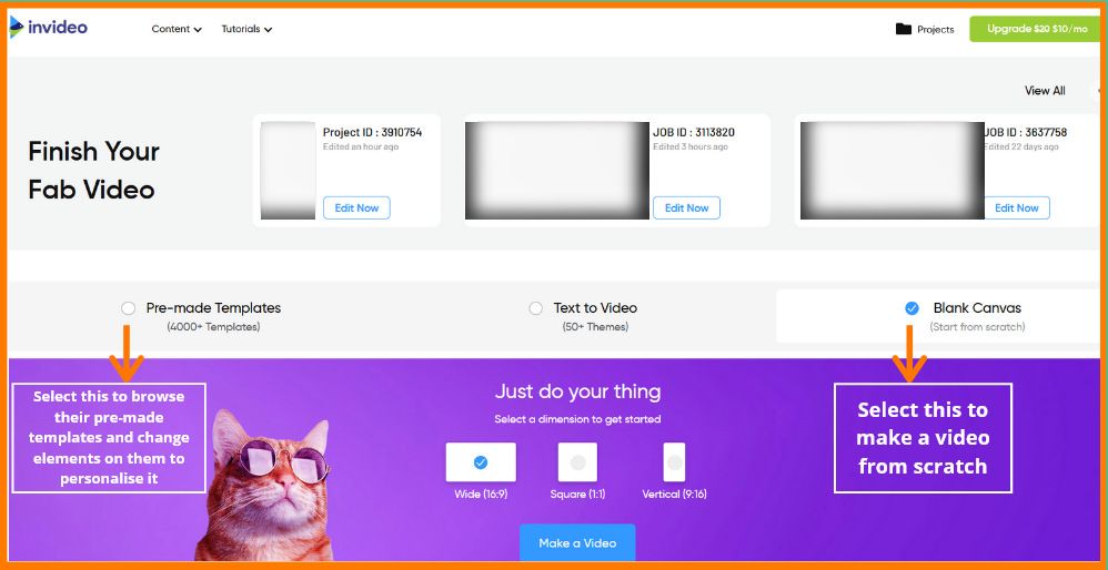 Invideo homepage