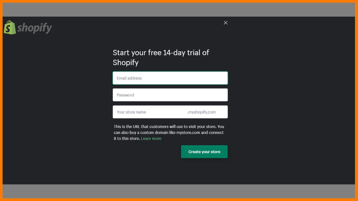 Shopify - Create your store