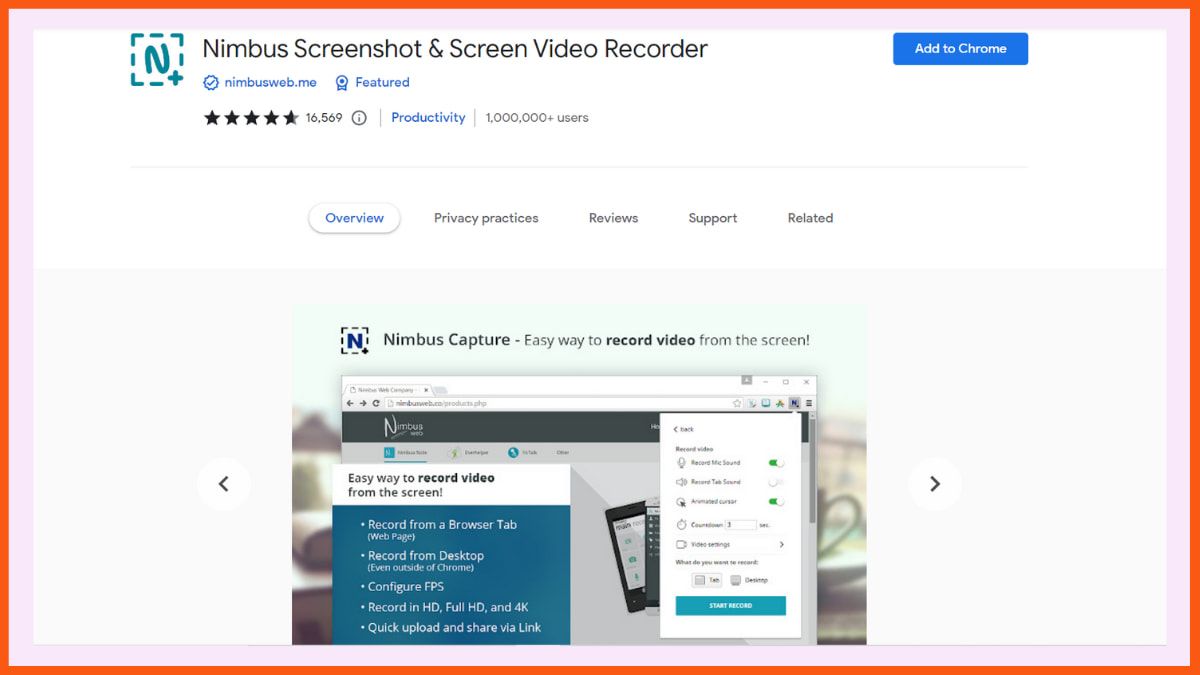 Nimbus Screenshot & Screen Video Recorder - Best Screen Recording Chrome Extension