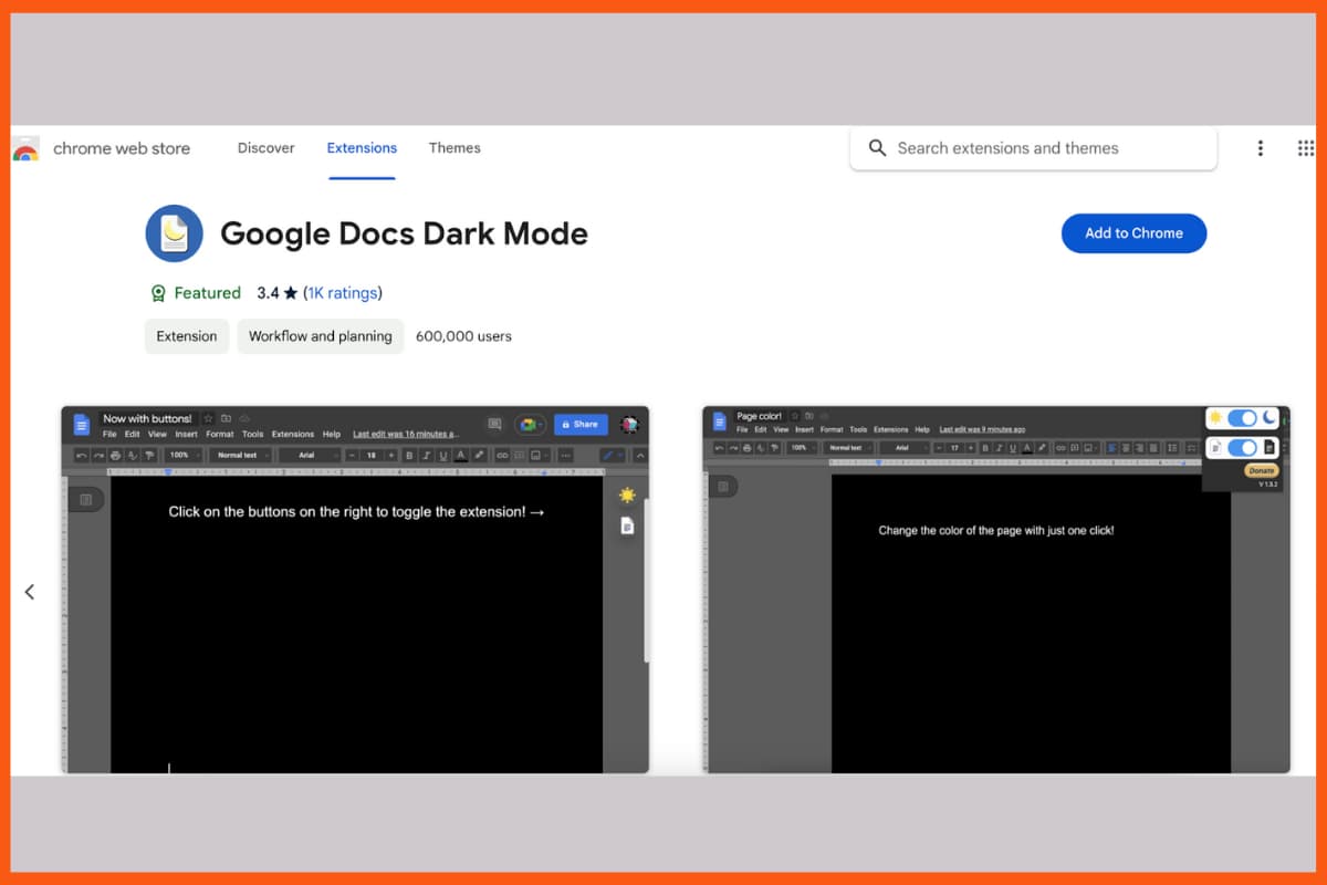 Download the ‘Google Docs Dark Mode’ Extension