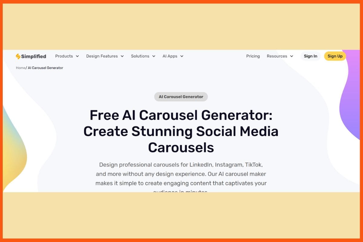 Simplified - Best Text-to-Carousel AI Tools for Social Media