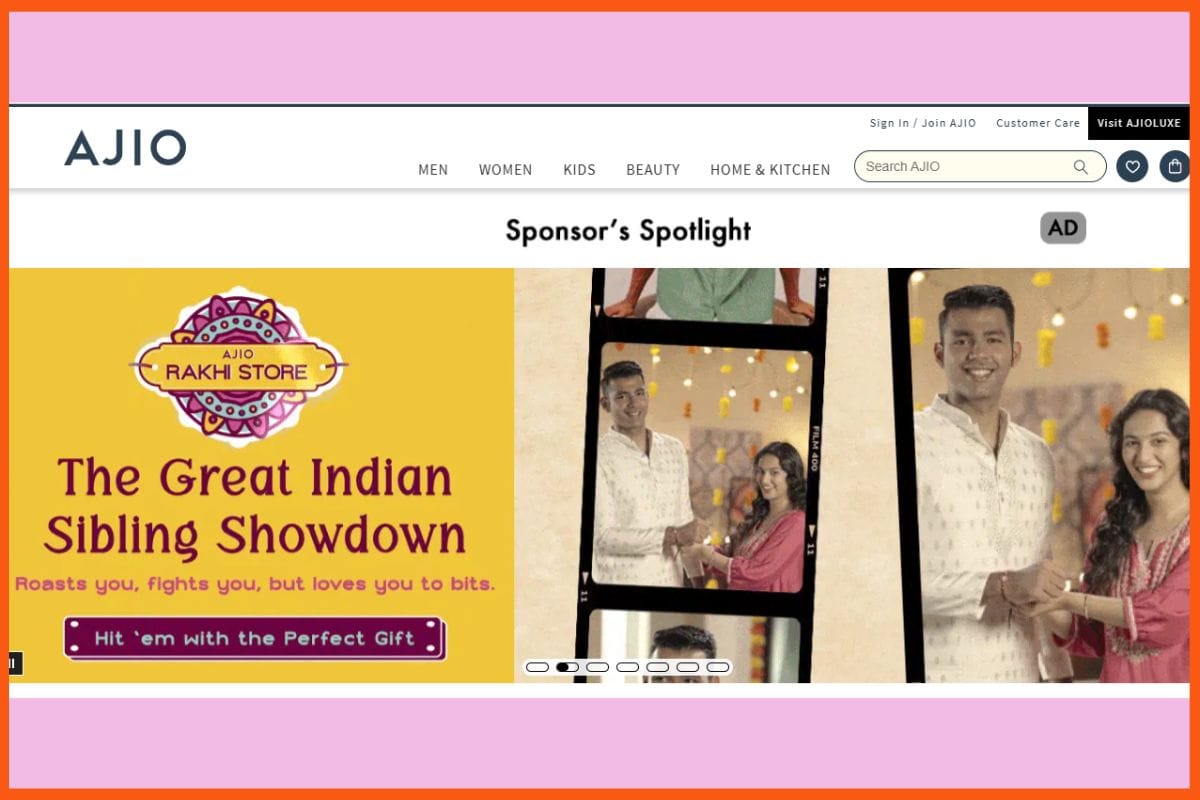 AJIO - Top E-commerce Platforms Offering the Best Raksha Bandhan Deals