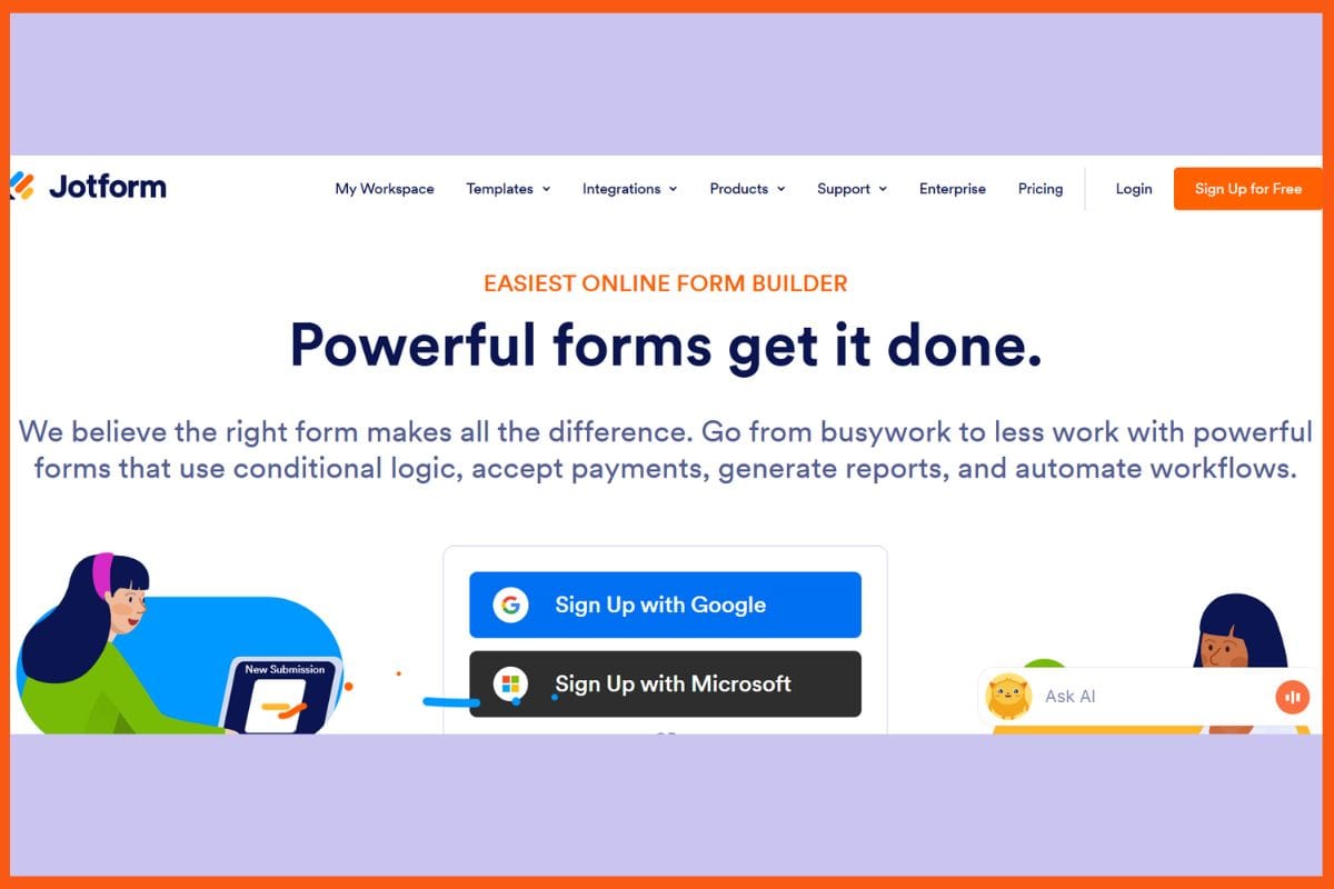 Jotform AI - Best AI Virtual Assistants for Admin Tasks 