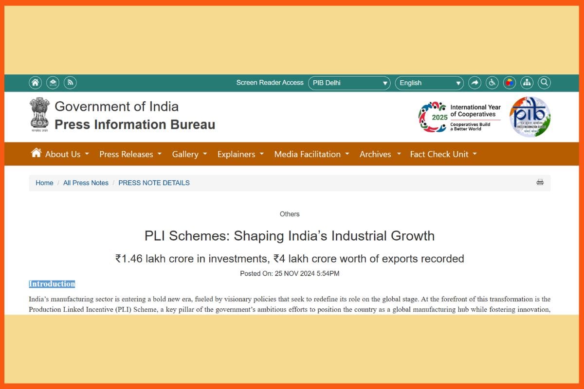 Production Linked Incentive (PLI) Scheme
