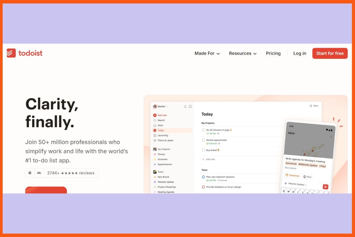 Todoist - Best AI Virtual Assistants for Admin Tasks 
