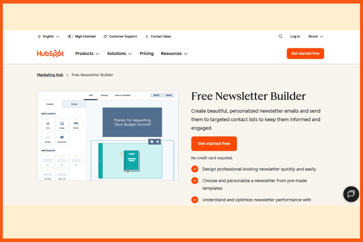 Hubspot - Best Email Newsletter Platform