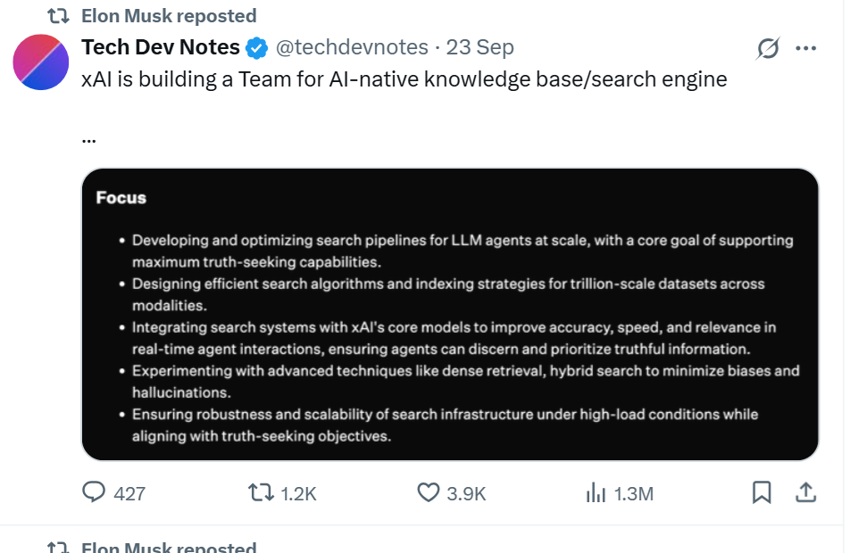 Elon Musk reposting the job posting
