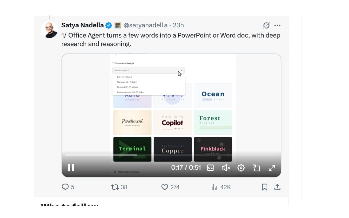 Satya Nadella Officially Announcing Agent Mode on PowerPoint