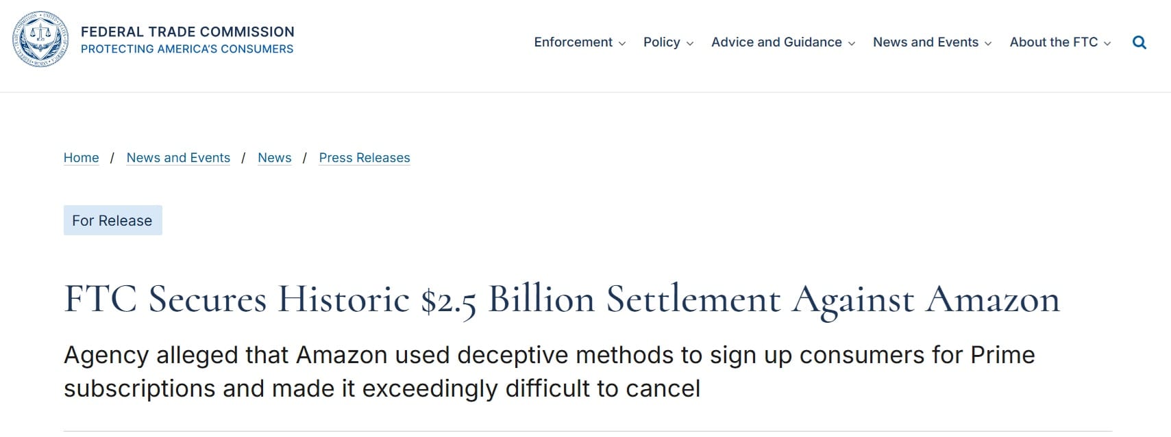 Image - Federal Trade Commission Website