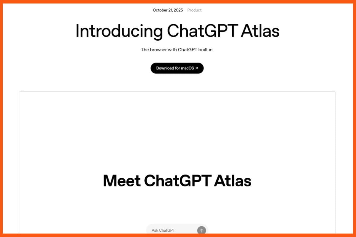 OpenAI Launches ChatGPT Atlas Browser to Rival Chrome OpenAI Launches ChatGPT Atlas Browser to Rival Chrome