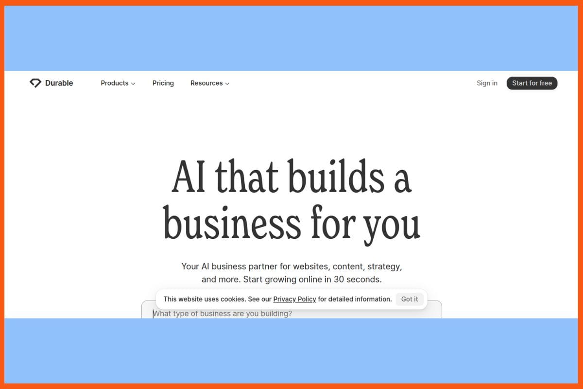 Durable - Top AI Portfolio Generators