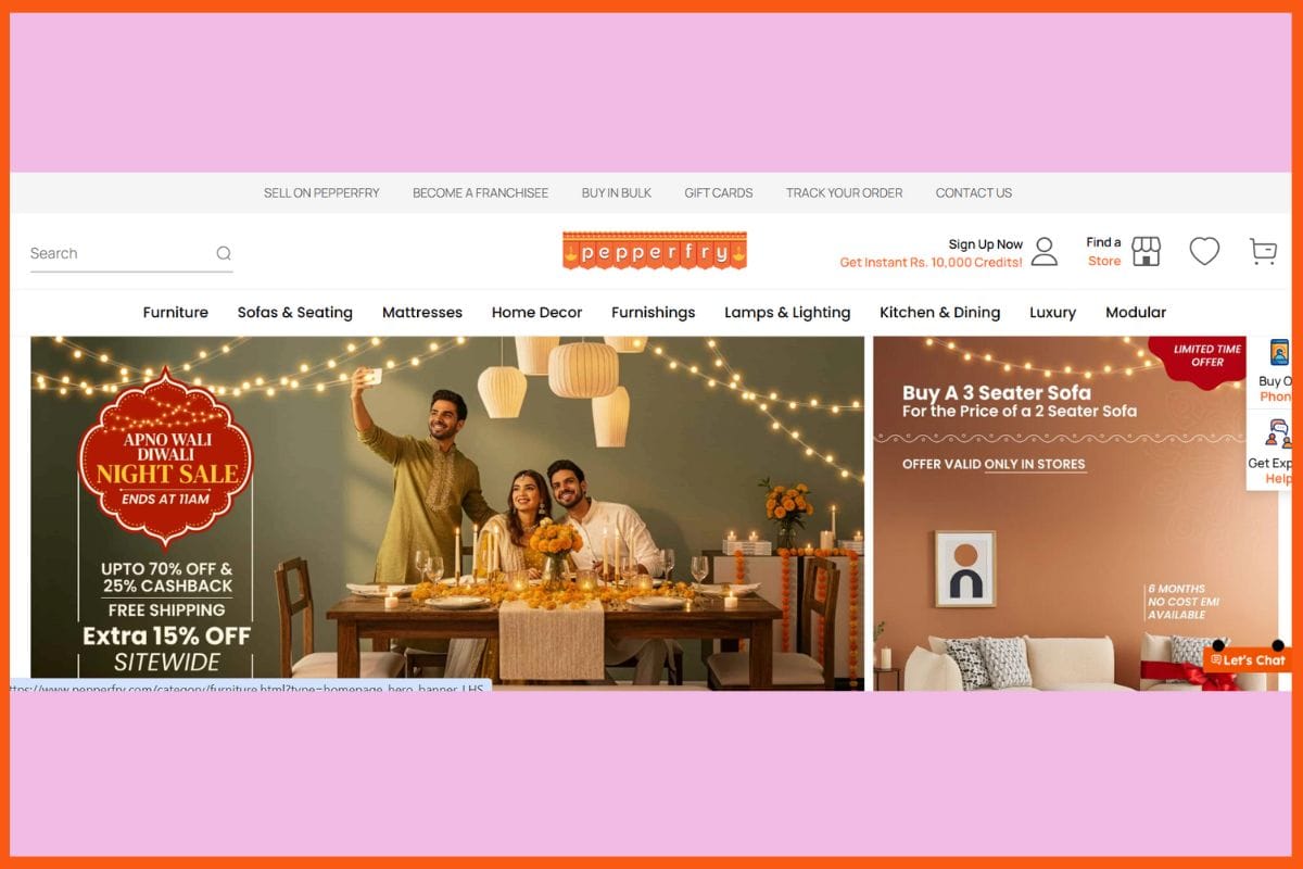 Pepperfry - Top Most Profitable Furniture Franchises in India