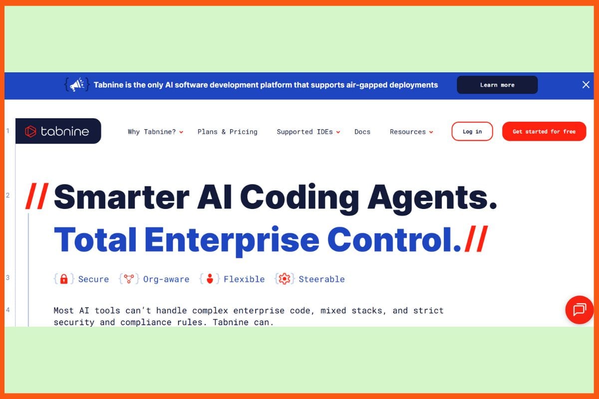 Tabnine - Best AI Agents for Writing Code