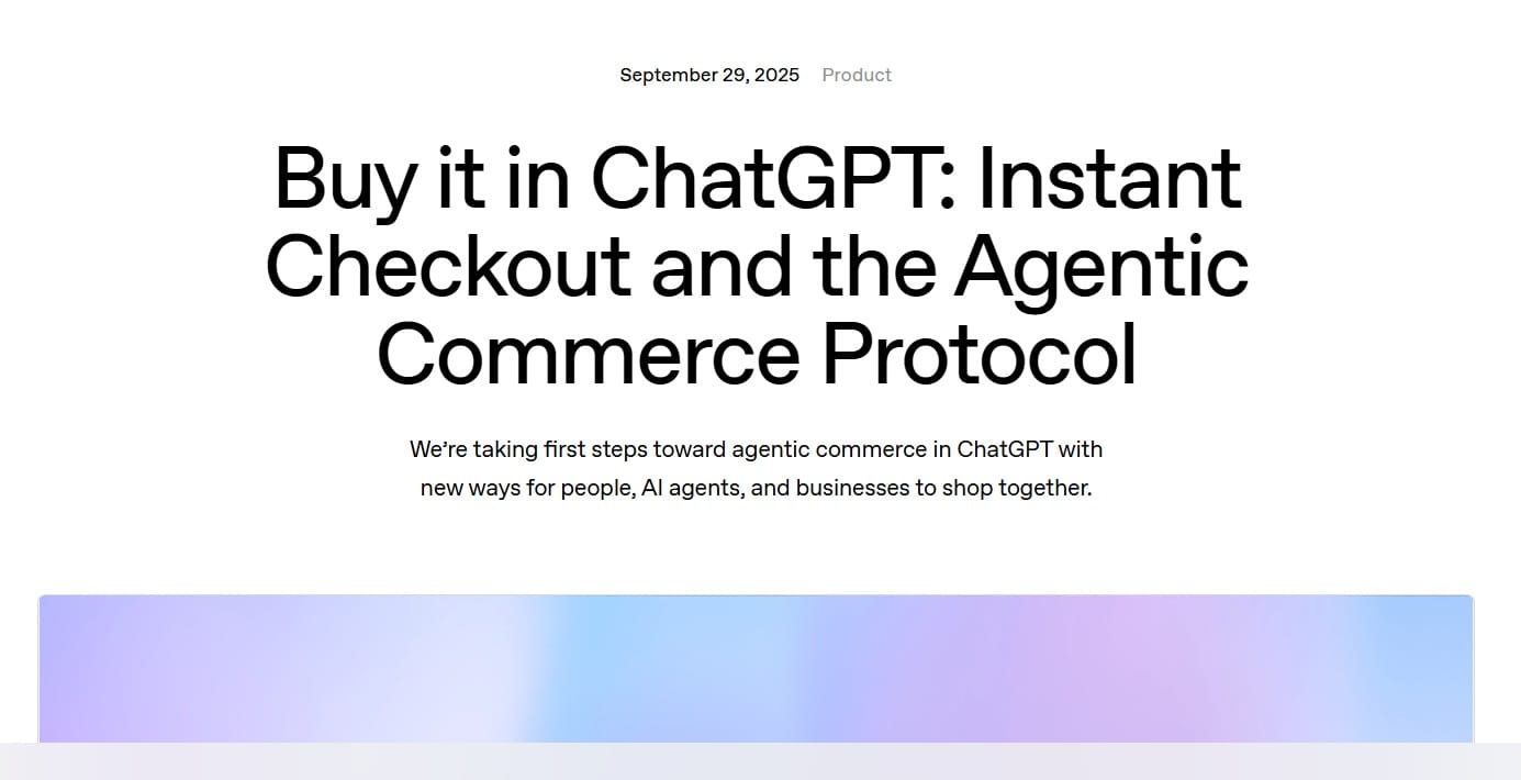 OpenAI launched Agentic Commerce Protocol tool on September 29, 2025