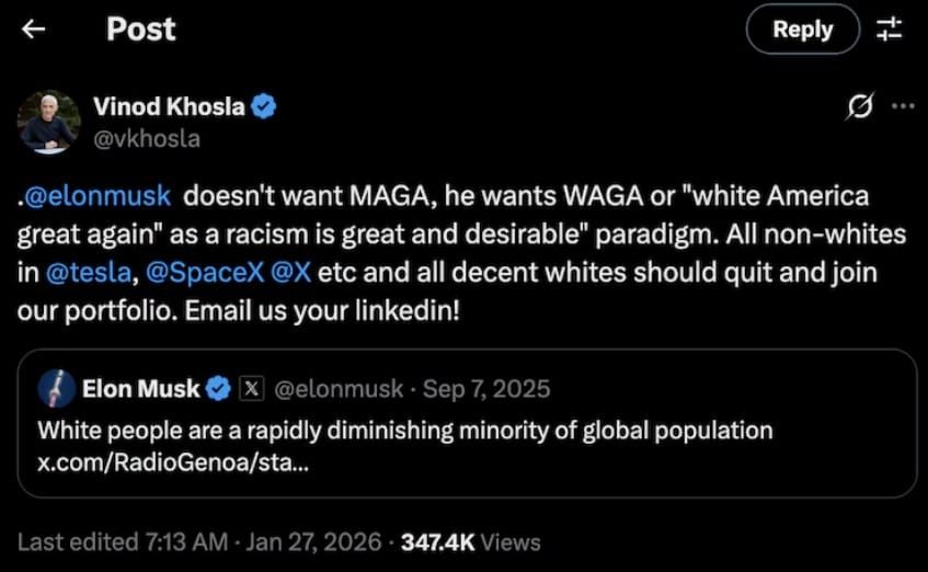 Image Credits - Vinod Khosla's post on 'X'