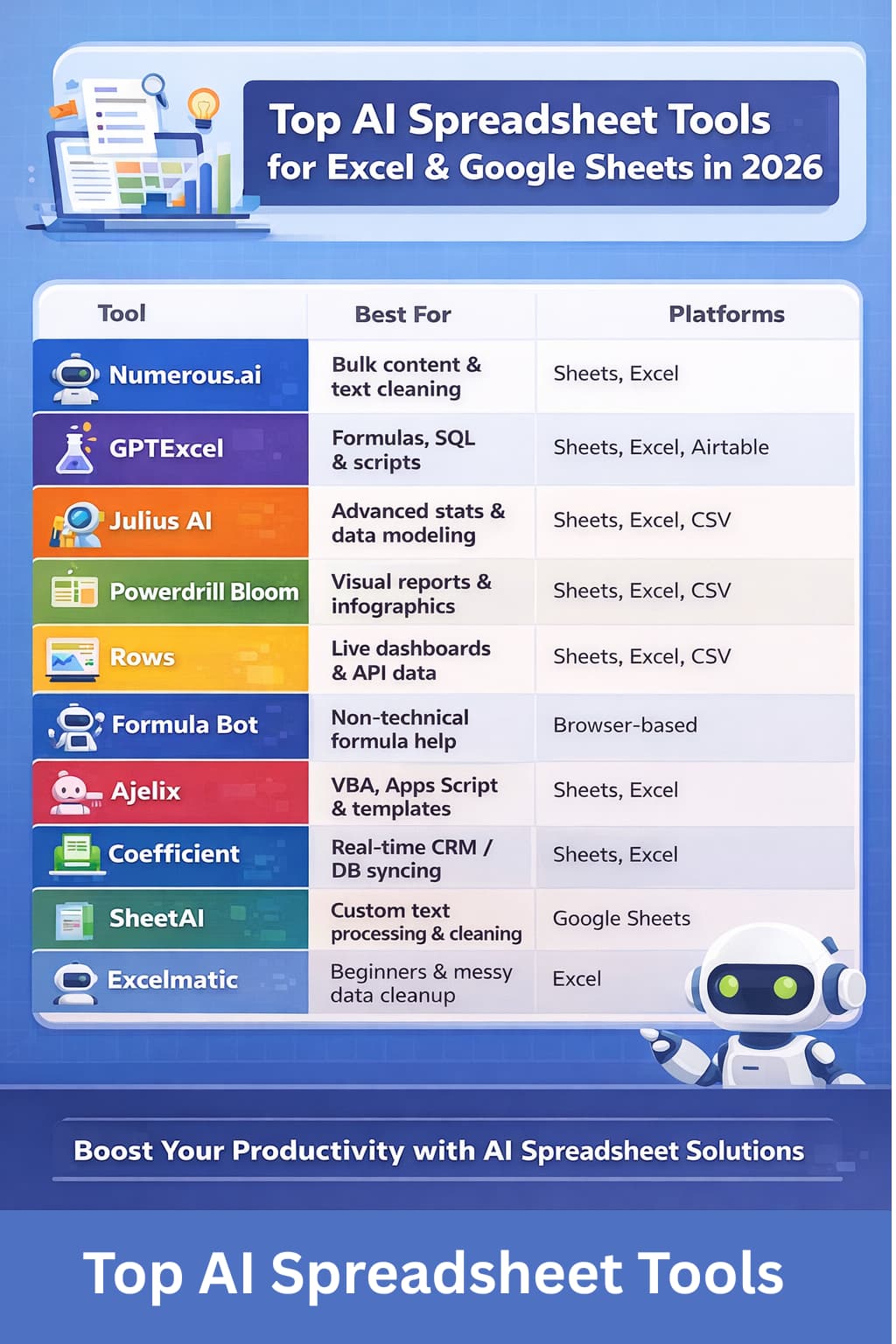 Top AI Spreadsheet Tools 2026