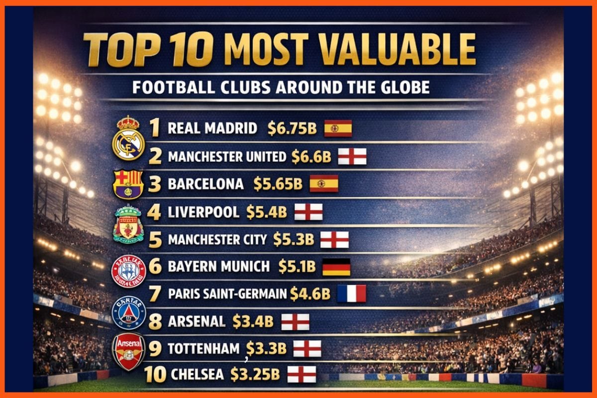 Top 10 Most Valuable Football Clubs Around the Globe
