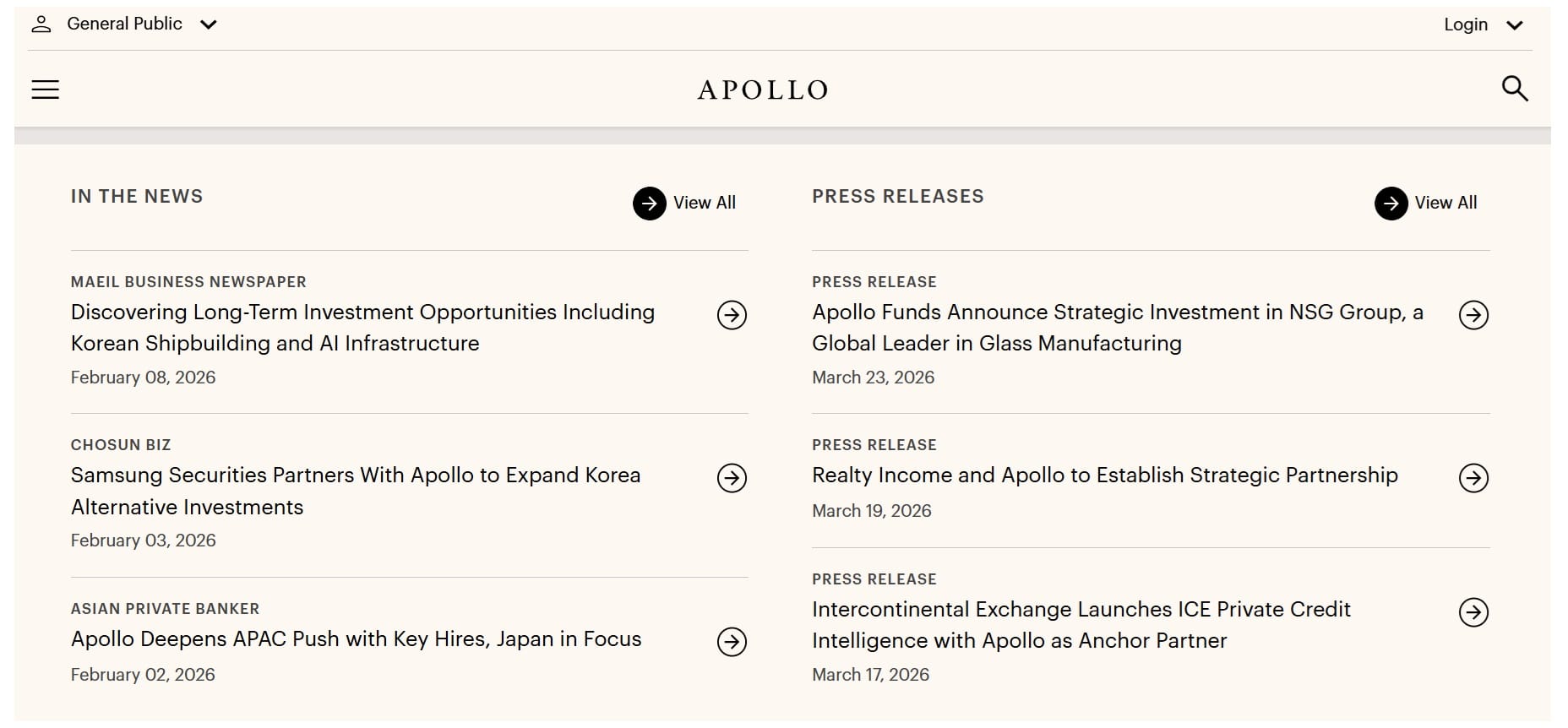 Apollo announcing investment across sectors - Image credits - Apollo