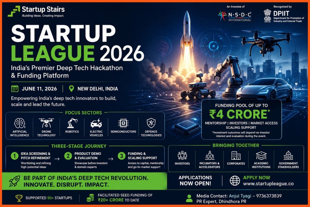 Startup Stairs Announces ‘Startup League 2026’ to Boost India’s DeepTech Ecosystem