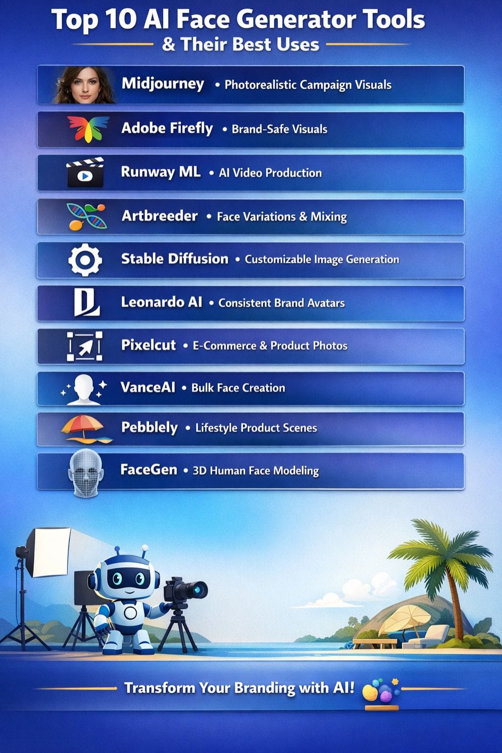 Top AI Face Generator Tools with Their Best Use Cases