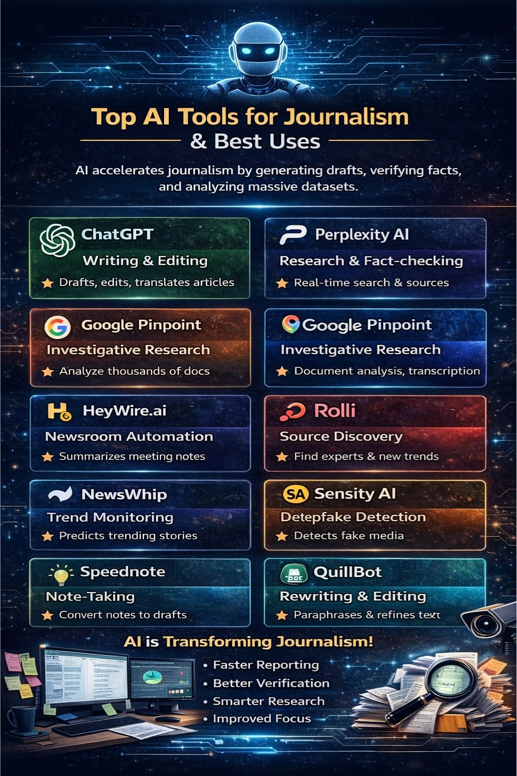 Best AI Tools for Journalists and their Best Uses