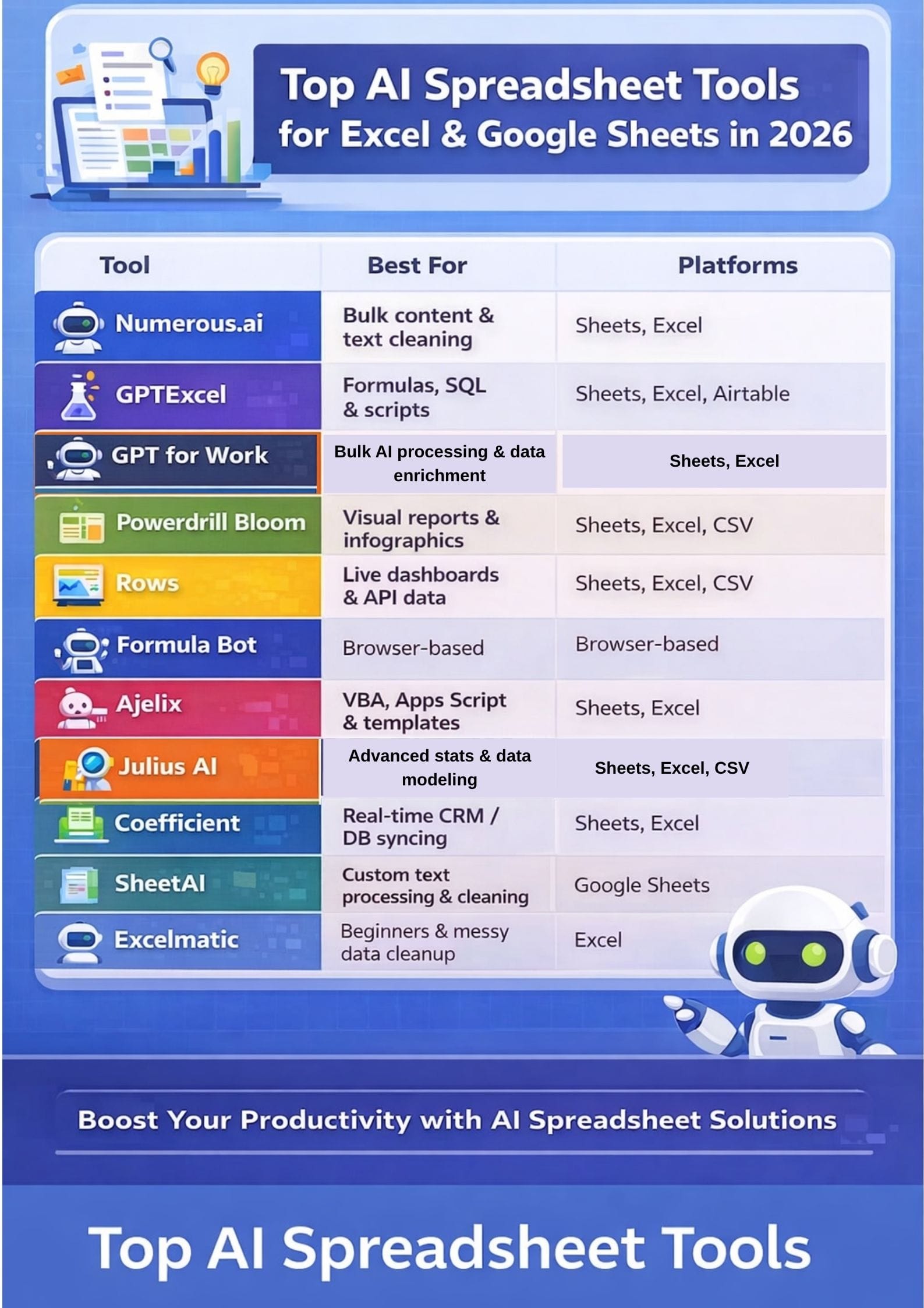 Top AI Spreadsheet Tools 2026