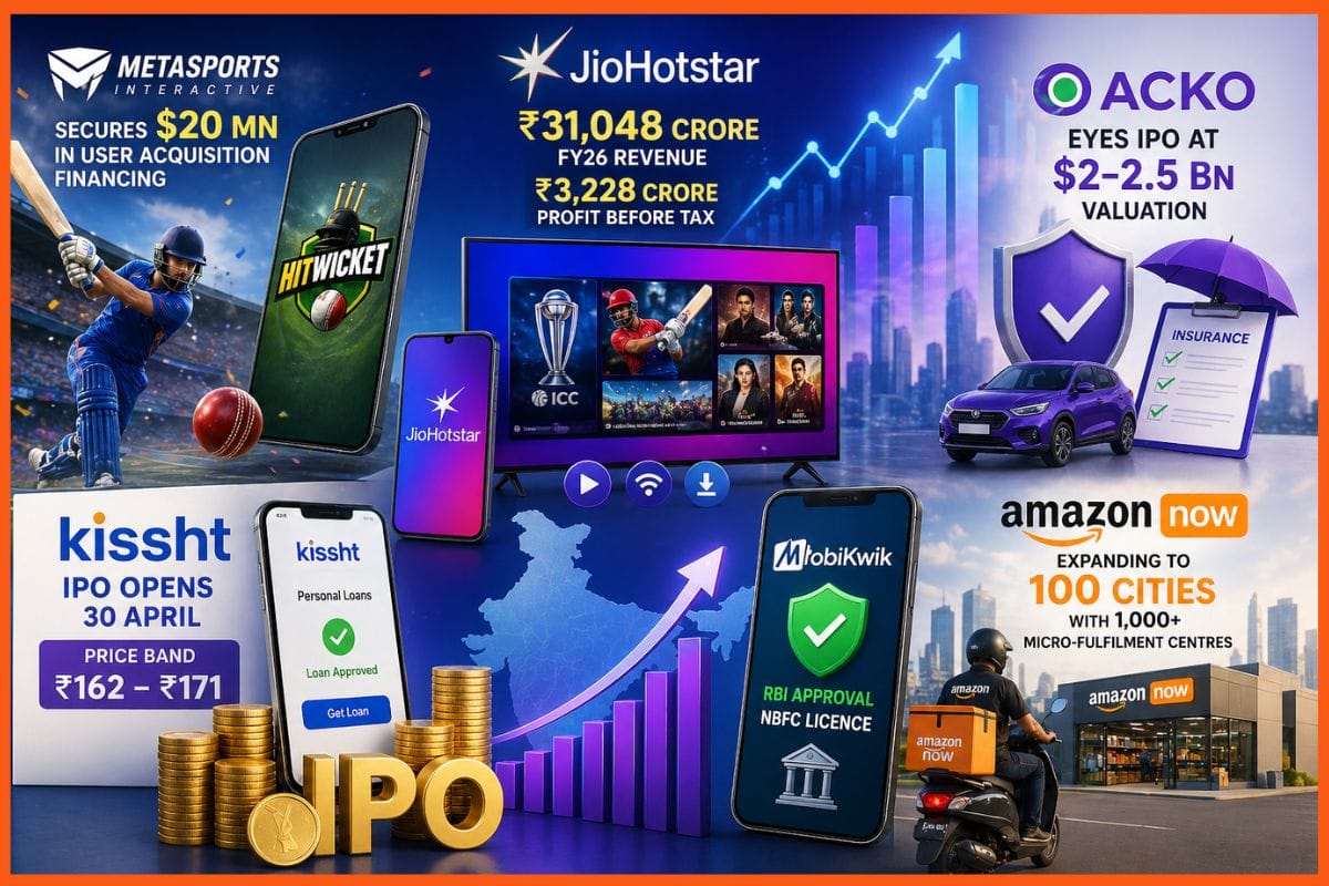 Daily Indian Startup Funding Roundup & Key News - 27 April 2026: Metasports Bags $20 Mn, JioHotstar Posts ₹31,048 Cr Revenue, Kissht IPO Opens 30 April