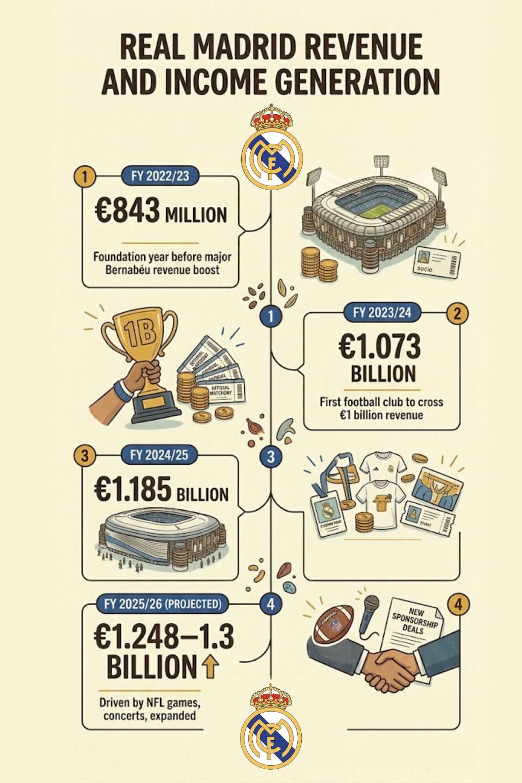 Real Madrid Revenue and Income Generation (Year-wise)
