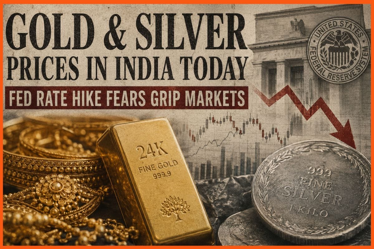 Gold and Silver Prices in India Today, 8 June 2026: 24K Gold at ₹1,53,890, Silver Drops to ₹2,44,050 as Fed Rate Hike Fears Grip Markets