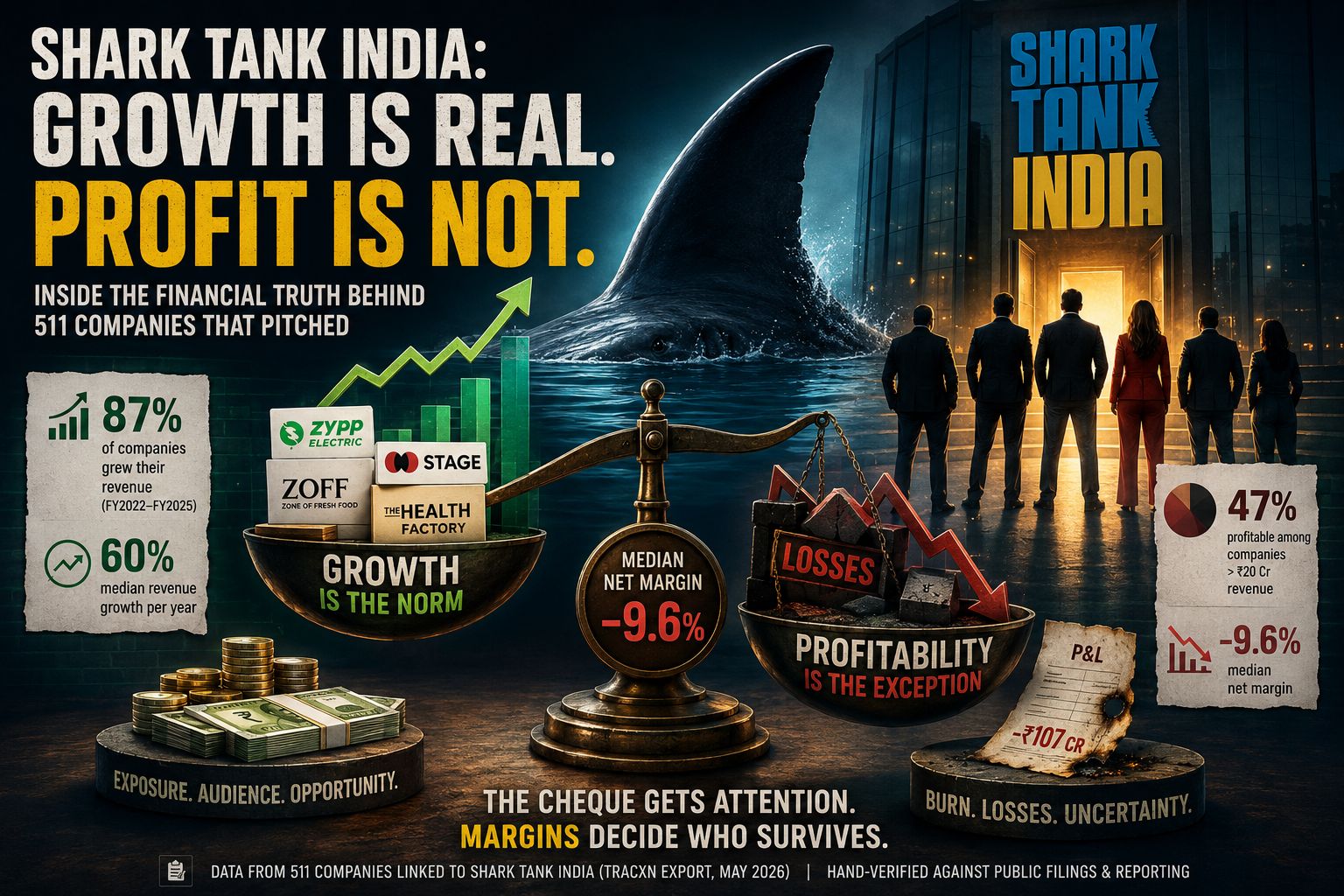 Shark Tank India's Real Scoreboard: Almost Everyone Grew. Almost Nobody Makes Money