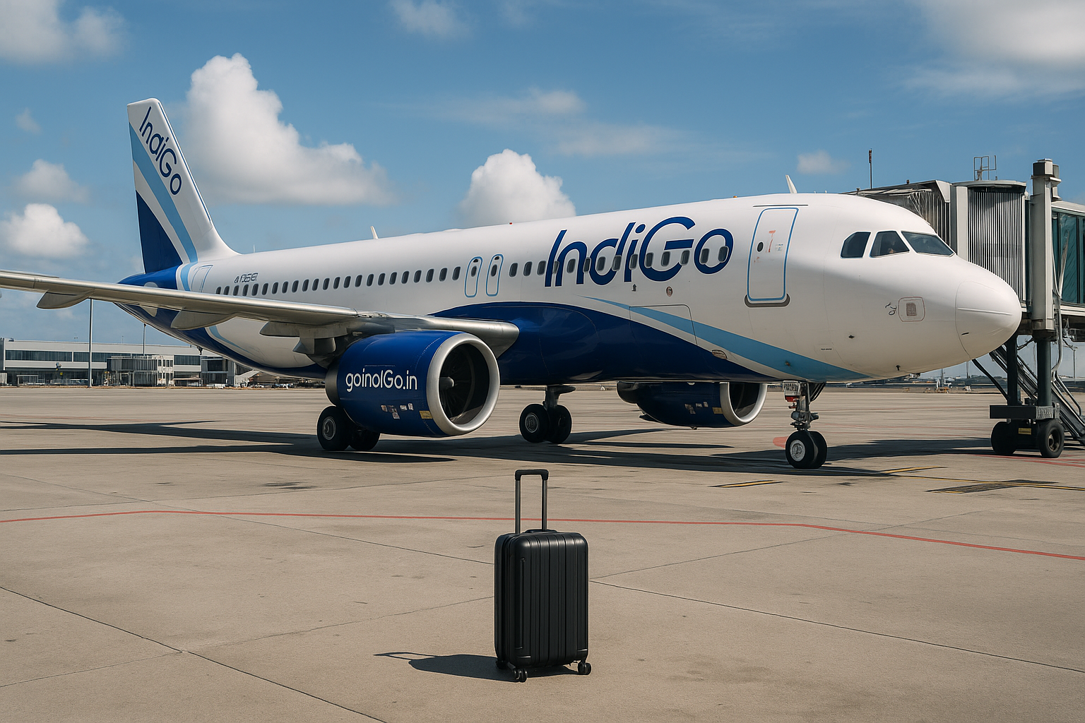 IndiGo aircraft and a cabin bag