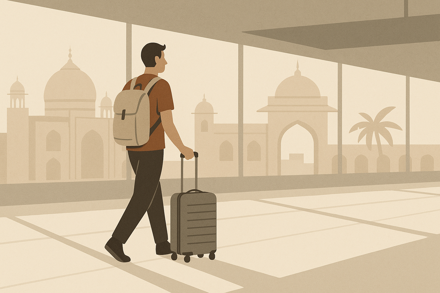 Traveller with only a cabin bag