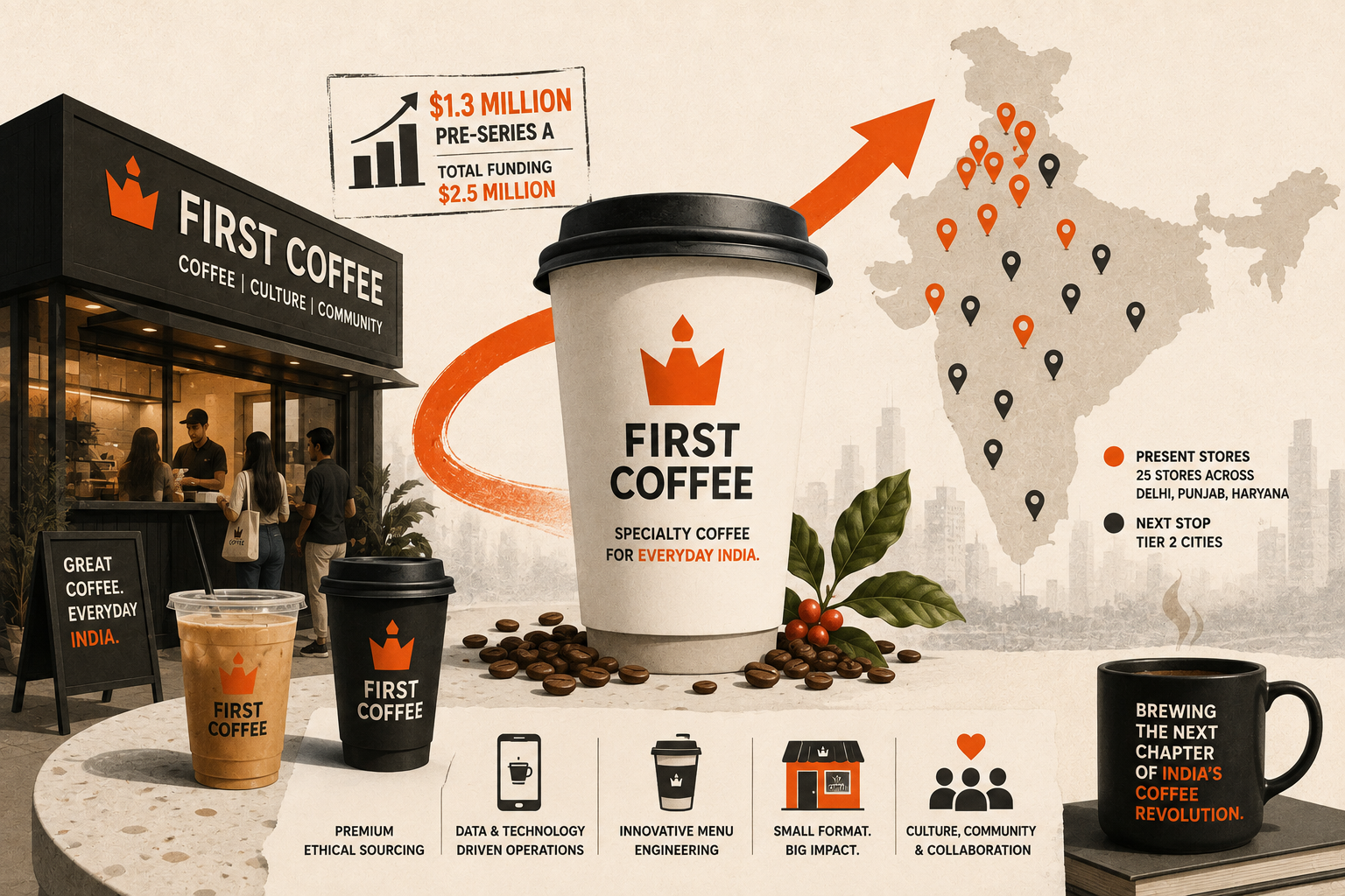 Indian Specialty Coffee Brand 'First Coffee' Raises $1.3 million Pre-Series A Round; Plans to Expand Footprint across India