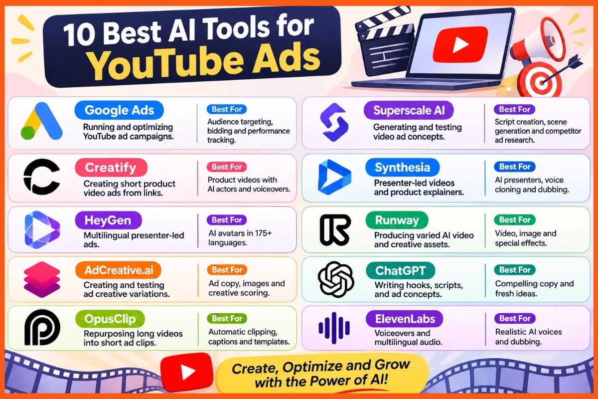 10 Best AI Tools for YouTube Ads