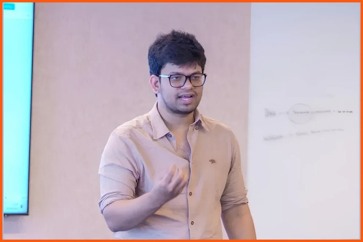Bower School of Entrepreneurship founder and chief executive Pavan Allena teaching at a whiteboard