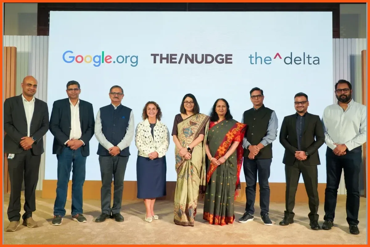 Google.org, The/Nudge and the^delta leaders at the New Delhi launch of a $15 million MSME grant